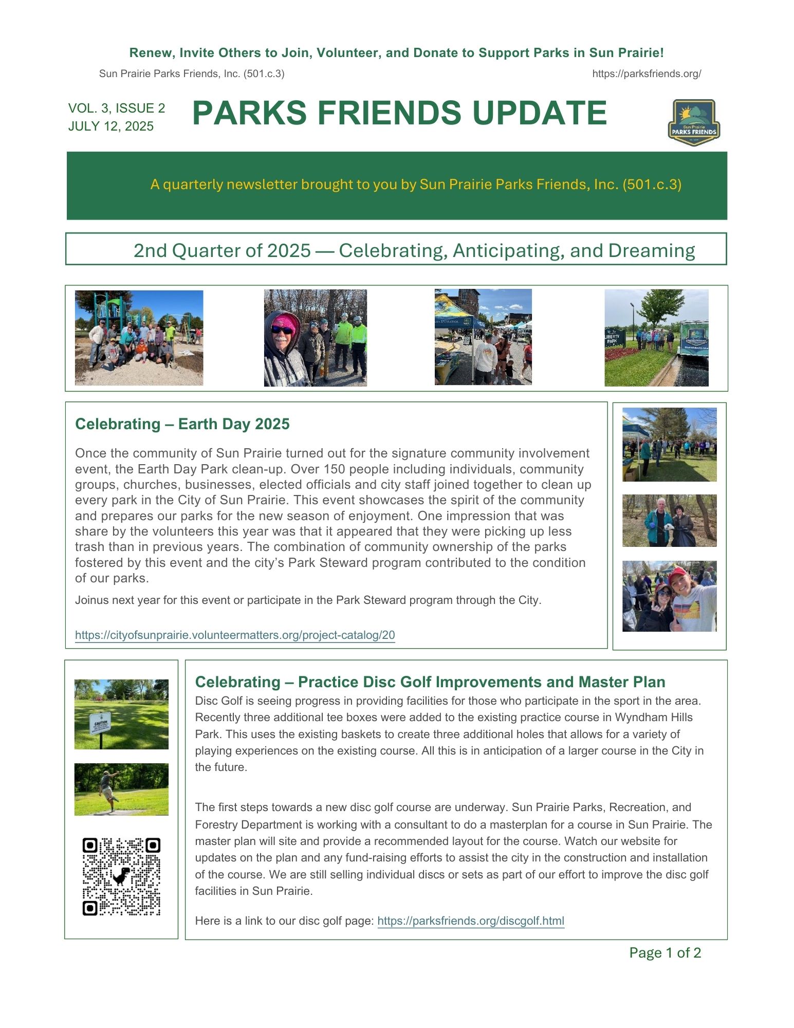 2025 Second Quarter Newsletter Pg 1